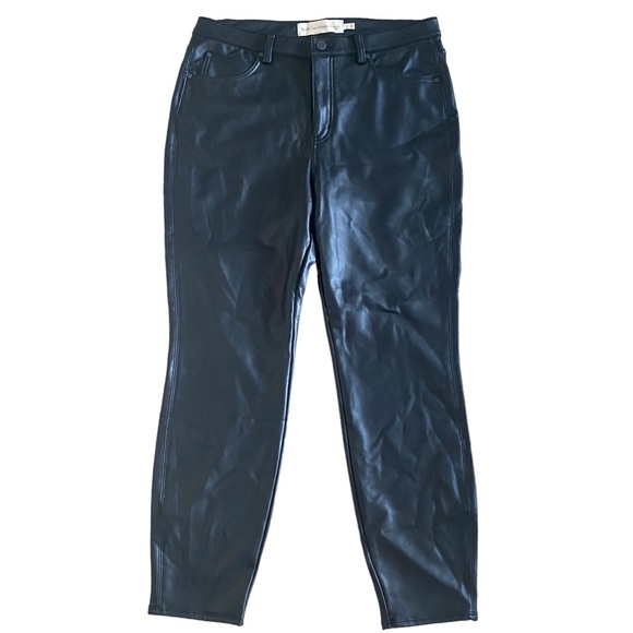 Soft Surroundings Black Faux High Rise Leather Skinny Pant Womens 16 - Picture 1 of 5